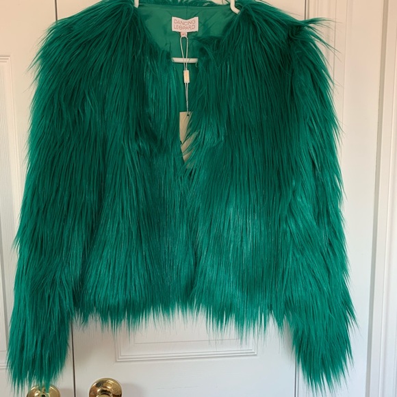 Dancing Leopard faux fur jacket - Emerald Green - Picture 3 of 3
